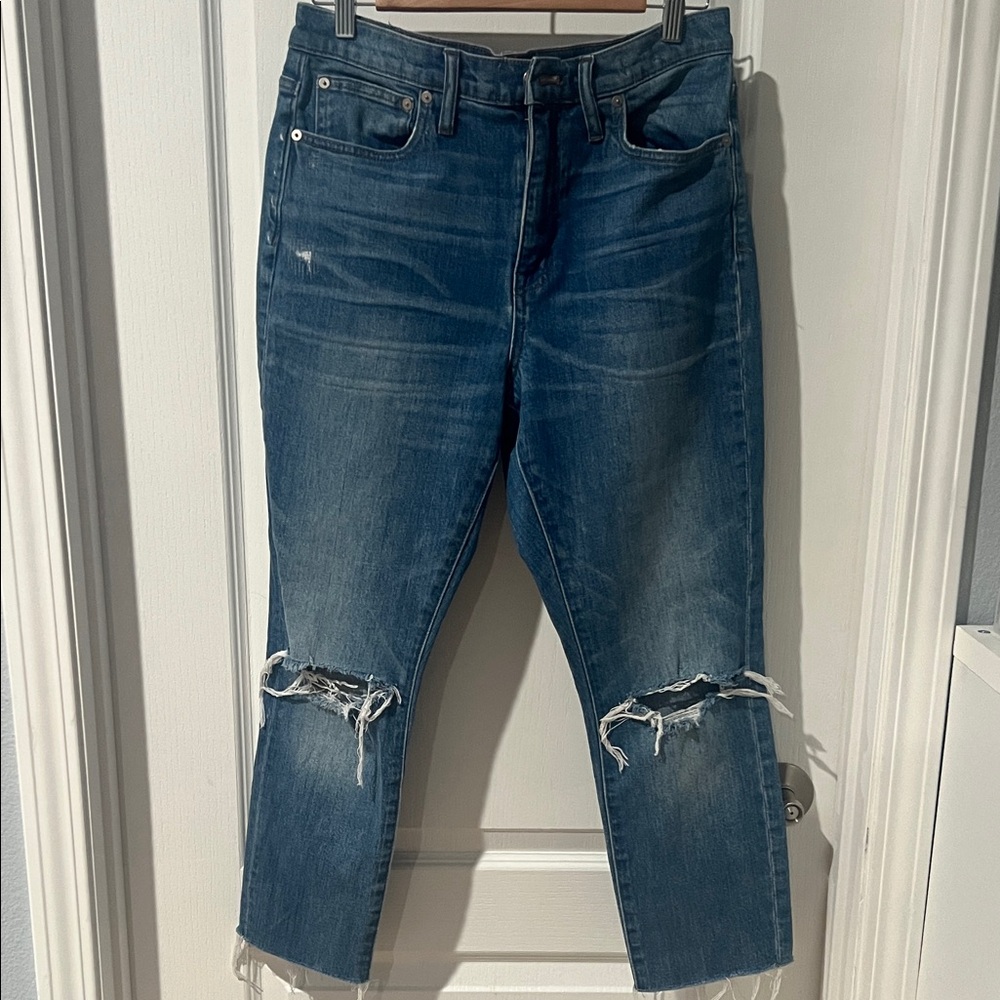 Madewell Distressed Blue Women's Jeans (high rise boy jean)